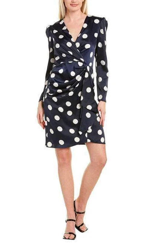 Huge Discounts London Times T5568M - V-Neck Dotted Casual Dress
