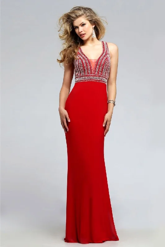 Season Finale Sale Faviana - S7805 Eye-Catching Jersey Dress with Plunging Neckline - 1 pc Red In Size 4 Available Season Finale Sale Faviana - S7805 Eye-Catching Jersey Dress with Plunging Neckline - 1 pc Red In Size 4 Available