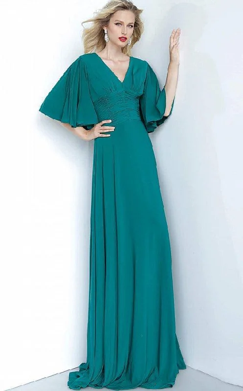 Don't Wait Jovani - 1547 V-Neck Jersey Maxi Dress