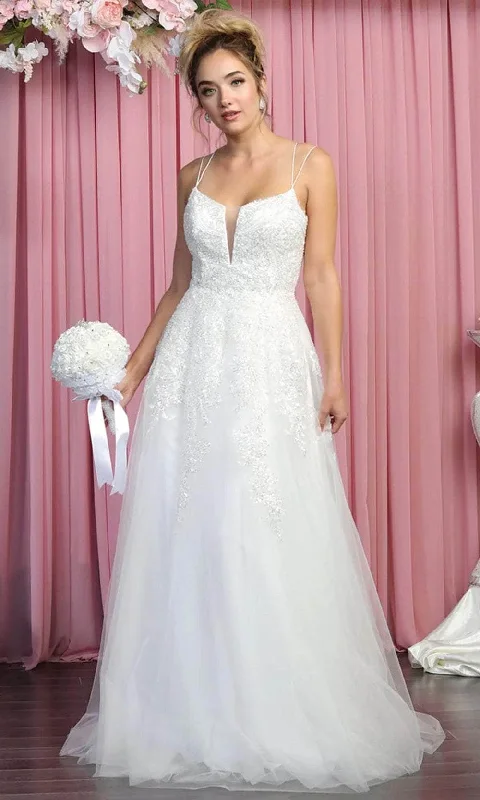 Lowest Prices May Queen Bridal RQ7916 - Embellished V Neck A-Line Dress