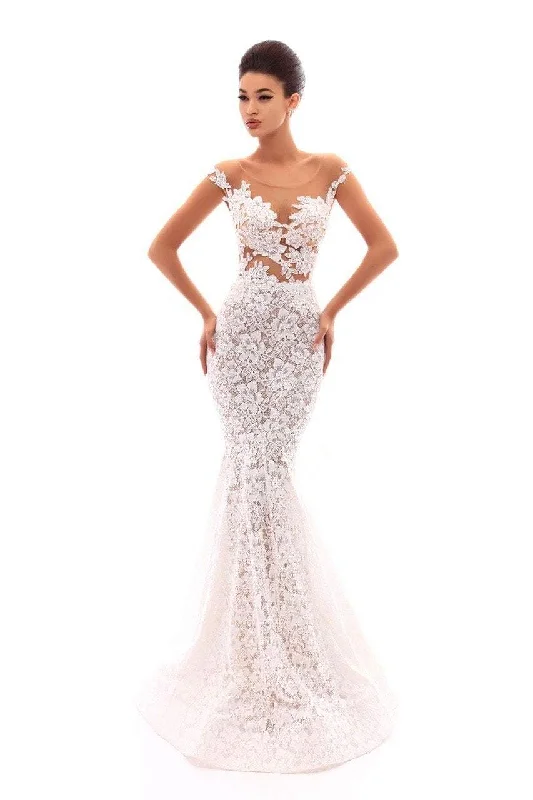 Buy Now Tarik Ediz Cap Sleeve Illusion Lace Mermaid Gown 50232 - 1 pc Ivory In Size 4 Available Buy Now Tarik Ediz Cap Sleeve Illusion Lace Mermaid Gown 50232 - 1 pc Ivory In Size 4 Available