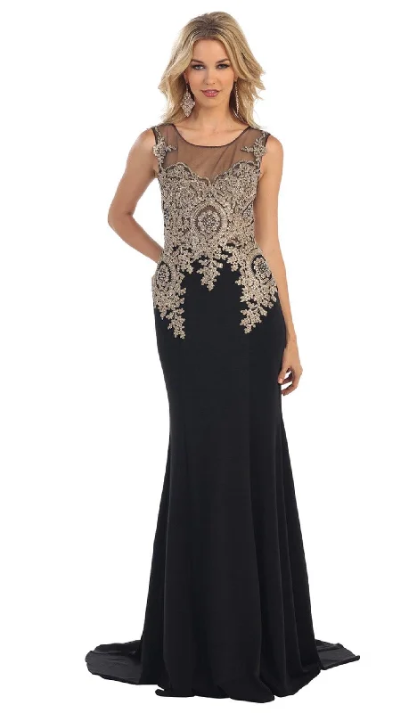 Can't Miss May Queen - Illusion Scoop Lace Prom Gown