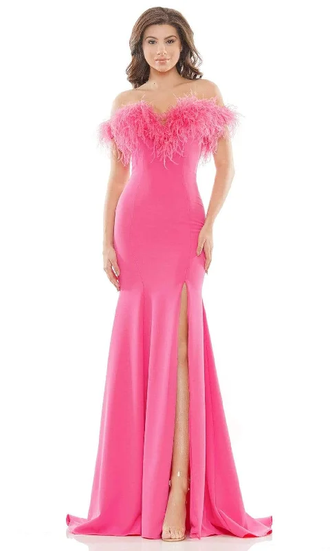 Limited Time Discount Colors Dress - 2663 Feather Trimmed High Slit Gown