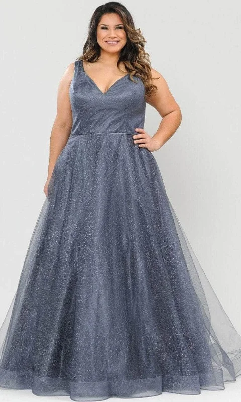 Price Drop Alert Poly USA W1024 - Sleeveless Glittered Semi-Ballgown