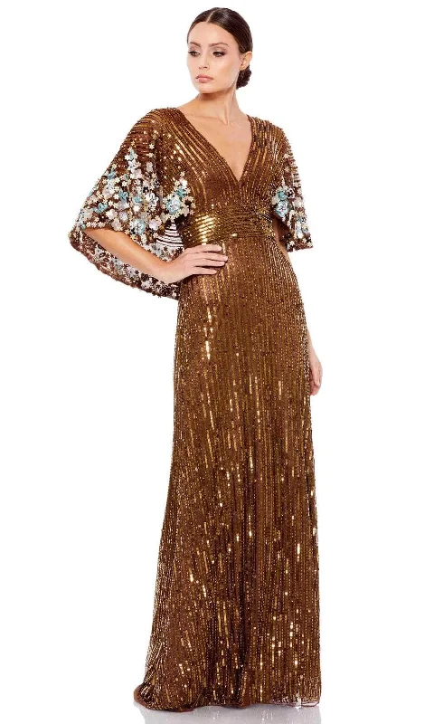 Markdown Madness Mac Duggal 5221 - Cape Sleeve Sequin Prom Dress