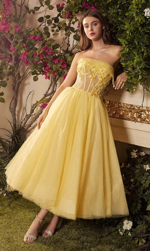 Best Seller Andrea and Leo - A1055 Strapless Appliqued A-Line Dress