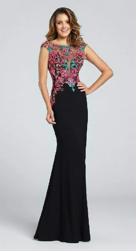 Referral Discount Ellie Wilde EW117054 Cap Sleeve Embroidered Illusion Long Gown - 1 pc Black/Multi In Size 4 Available Referral Discount Ellie Wilde EW117054 Cap Sleeve Embroidered Illusion Long Gown - 1 pc Black/Multi In Size 4 Available
