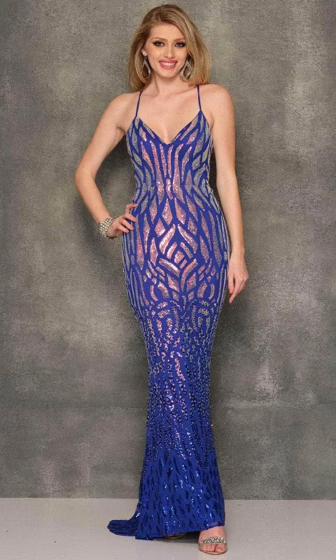 Clearance Sale Dave & Johnny 10857 - Sequined Lace-Up Back Prom Gown