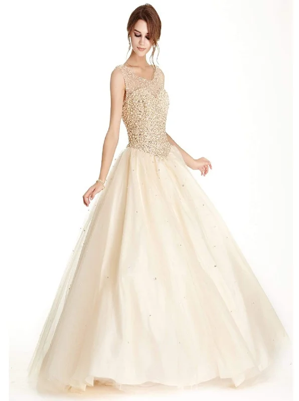 Sale Event Aspeed Design - Applique Illusion Neck Quinceanera Ballgown