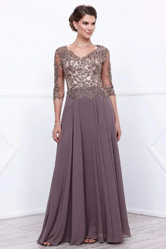 Early Access Nox Anabel Quarter Sleeve Embroidered Illusion Gown 5144