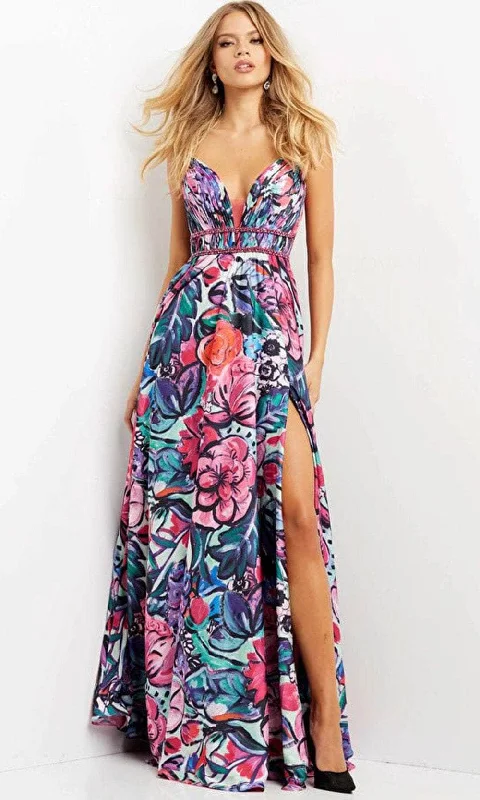 Quick Sale Jovani 08593 - Sleeveless Plunging V-neck Long Dress