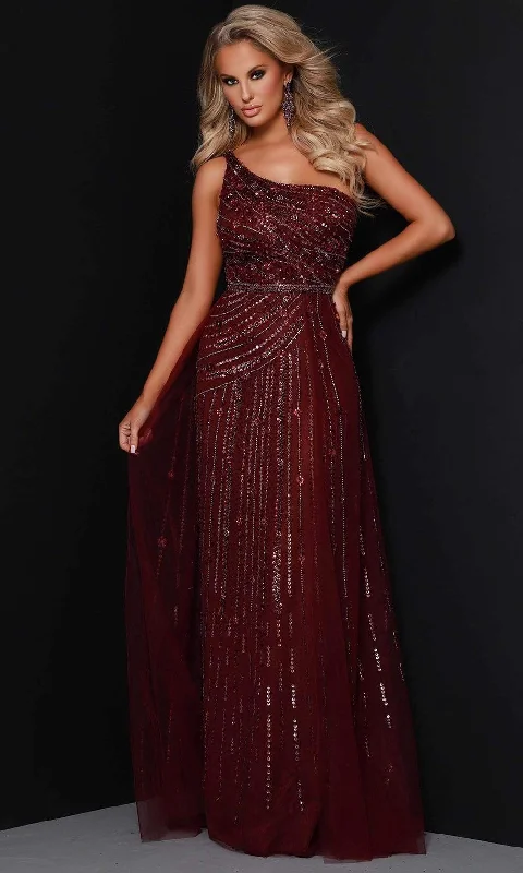 Bargain Prices Johnathan Kayne - 2416 One sleeve Sequined With Overskirt Gown