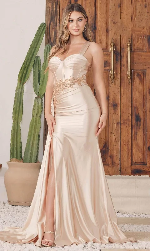 Bargain Bin Nox Anabel E1239 - Sweetheart Bustier Satin Evening Gown