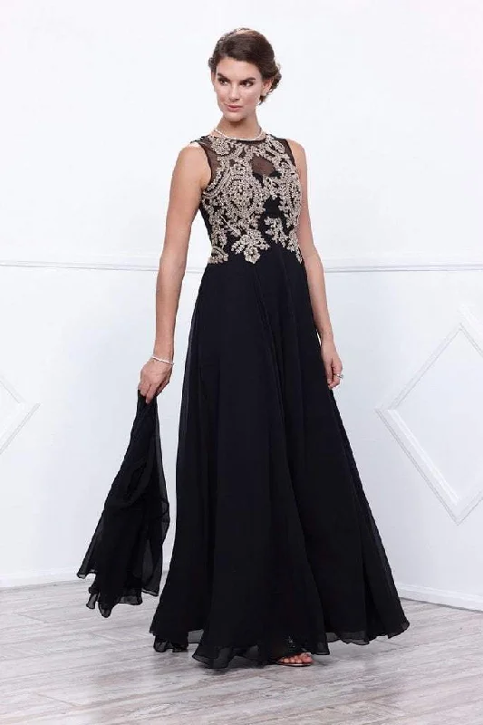 Referral Discount Nox Anabel 5152 Embellished Jewel Neck A-Line Dress