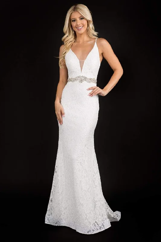 Take Advantage Nina Canacci - 2299 Plunging V Neck Lace Dress