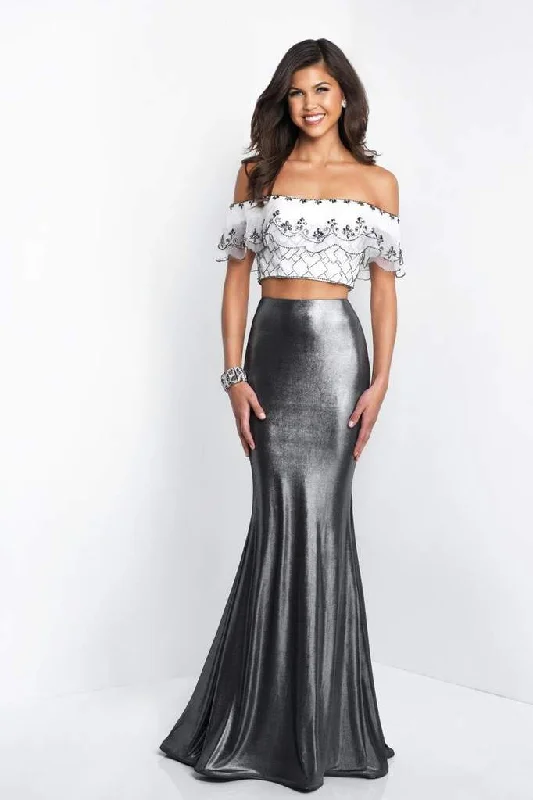 Instant Discount Blush - 11558 Two-Piece Ruffled Off-Shoulder Metallic Shimmer Mermaid Gown - 1 pc Off White/Gunmetal In Size 6 Available Instant Discount Blush - 11558 Two-Piece Ruffled Off-Shoulder Metallic Shimmer Mermaid Gown - 1 pc Off White/Gunmetal In Size 6 Available