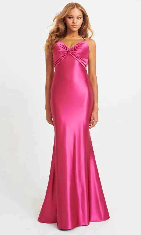 Super Bargain Faviana 11034 - Knotted V-Neck Satin Prom Gown