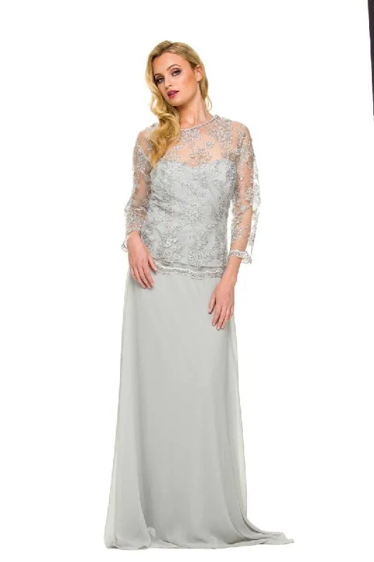 Limited Stock Nox Anabel 5096 Lace Jewel Neck A-line Dress - 1 Pc. Silver in size XL Available Limited Stock Nox Anabel 5096 Lace Jewel Neck A-line Dress - 1 Pc. Silver in size XL Available