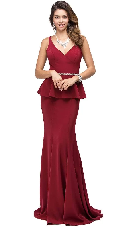 Discount Extravaganza Dancing Queen - Sleeveless V Neck Peplum Evening Gown 9750