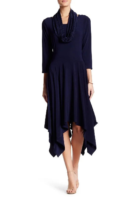 Instant Discount Nina Leonard - L48290BT Quarter Sleeve Flutter Hem Dress