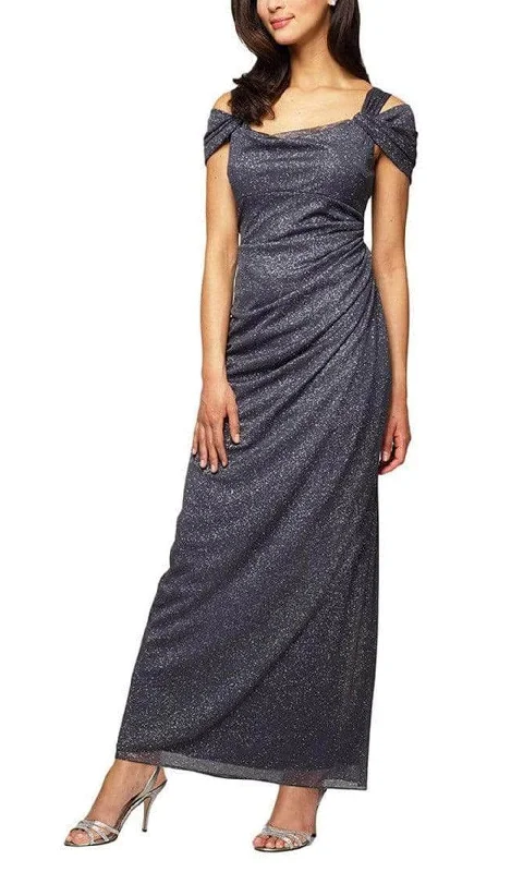 Must-Have Deals Alex Evenings - Draped Glitter Sheath Evening Dress 233026