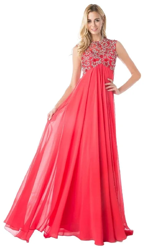 Bonus Savings Cinderella Divine - J741 Beaded High Neck Chiffon A-line Dress