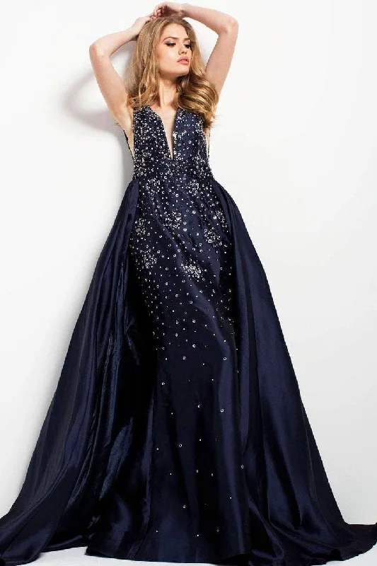 Buy More, Save More Jovani Embellished V-neck Ballgown 45063 - 1 pc Navy In Size 6 Available Buy More, Save More Jovani Embellished V-neck Ballgown 45063 - 1 pc Navy In Size 6 Available