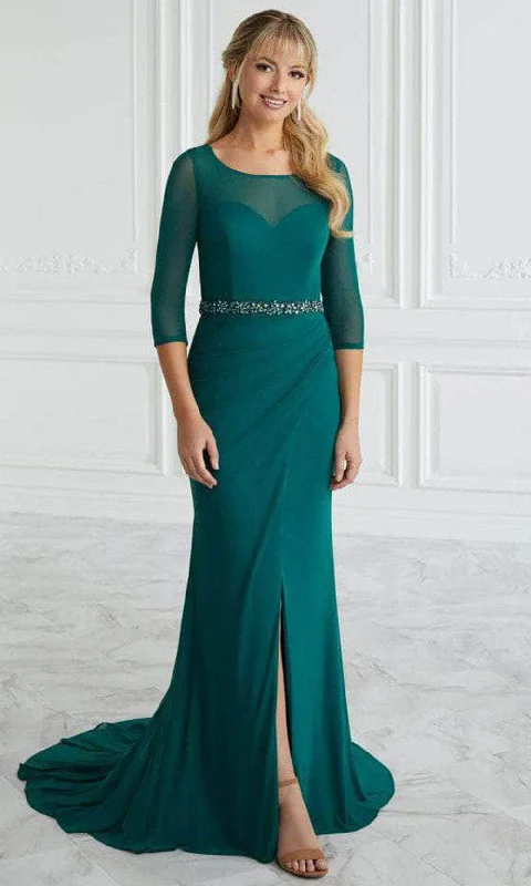 Discount Deals Christina Wu Elegance 17090 - Bateau Front Slit Evening Gown