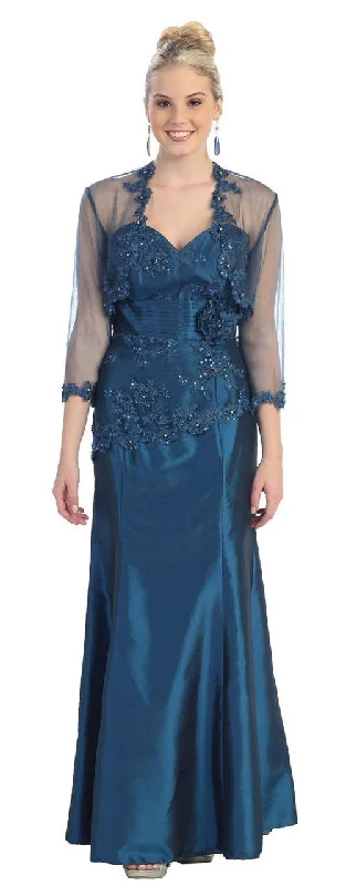 Price Fest May Queen Illusion Floral Lace Bolero Sheath Gown