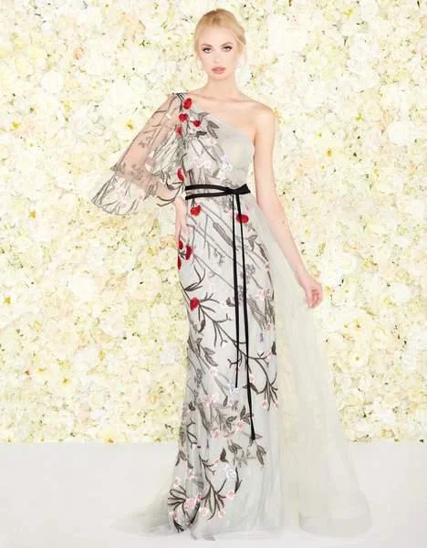 Buy More, Save More Mac Duggal - Embroidered Lace Trumpet Dress With Train 20124D - 1 pc Gray Multi In Size 8 Available Buy More, Save More Mac Duggal - Embroidered Lace Trumpet Dress With Train 20124D - 1 pc Gray Multi In Size 8 Available
