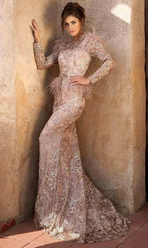 Price Smash Terani Couture 2027E2933 - Jewel Neck Sequin Lace Evening Gown