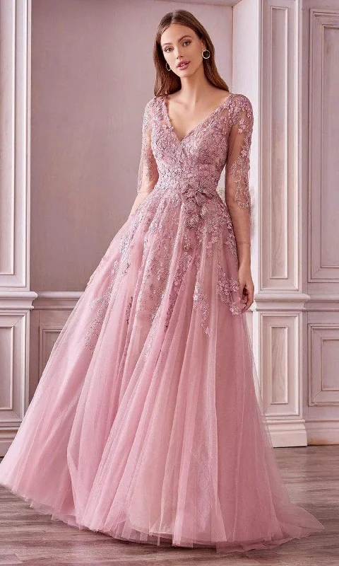 Hurry In Andrea and Leo - A0988 V Neck Floral Dreamy A-Line Dress