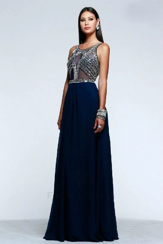 Overstock Faviana S7559 Dazzling Chiffon Gown With Embellished Sheer Bodice - 1 pc Dark Navy in Size 8 Available Overstock Faviana S7559 Dazzling Chiffon Gown With Embellished Sheer Bodice - 1 pc Dark Navy in Size 8 Available