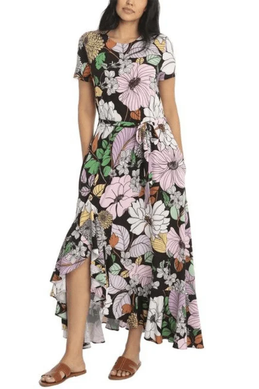 Fantastic Deals London Times T5729M - Short Sleeves Jewel Neck Casual Dress