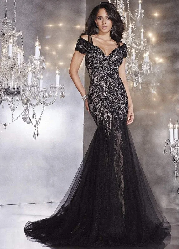 Deal Mania Panoply Embellished Sweetheart Trumpet Gown in Black/Nude 44281