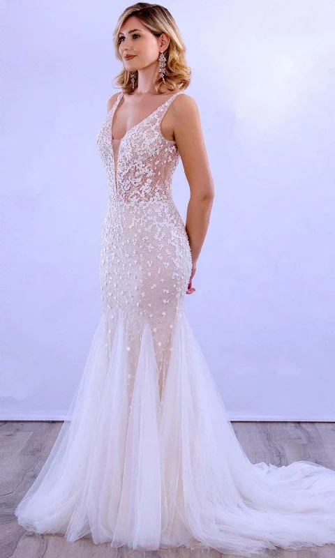 Can't Be Beat MNM Couture 10091 - V Shaped Mermaid Dress