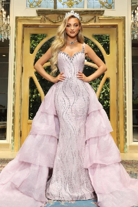 Limited Availability Portia and Scarlett - PS22075 Sleeveless Fitted Tiered Overskirt Dress Limited Availability Portia and Scarlett - PS22075 Sleeveless Fitted Tiered Overskirt Dress