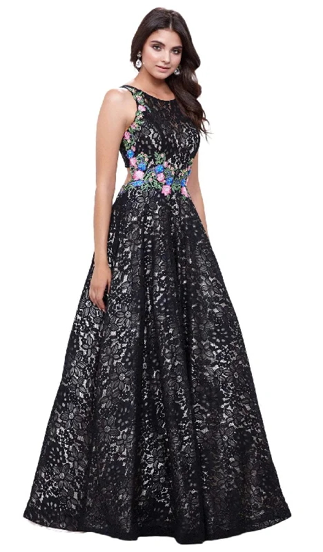 Instant Discount Nox Anabel - 8281 Sleeveless Embroidered Lace Scoop A-line Dress