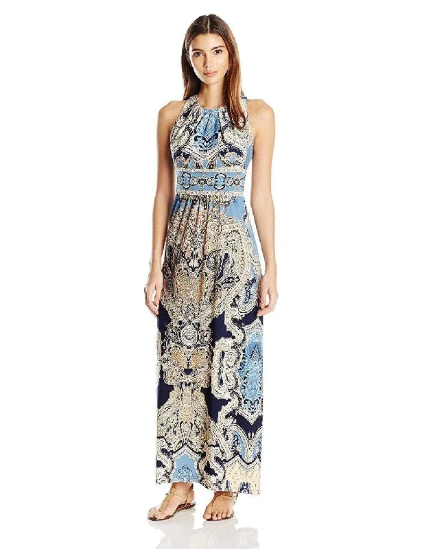 Don't Wait London Times Halter Keyhole Print Dress T2772M