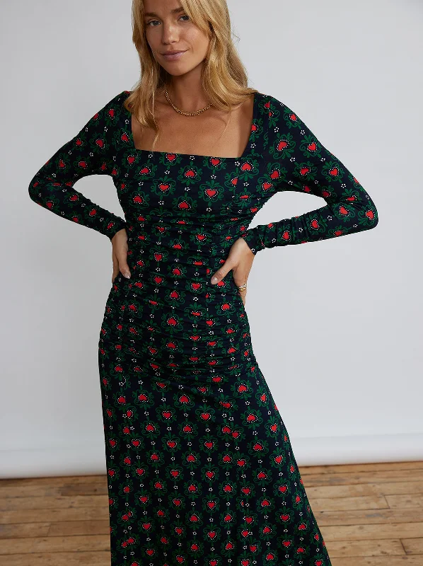 Online Only Diedre Navy Heart Print Jersey Dress