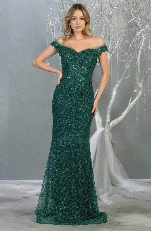Flash Sale May Queen - Off Shoulder Sequin Evening Dress RQ7879