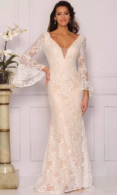 Shop and Save Dave & Johnny Bridal A10486 - Laced Long Sleeved Bridal Gown