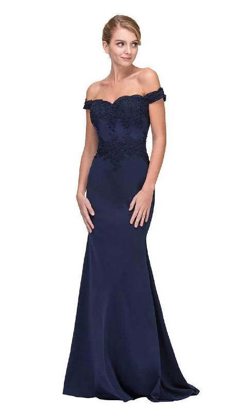 Big Discounts Eureka Fashion - Lace Applique Off Shoulder Jersey Mermaid Gown