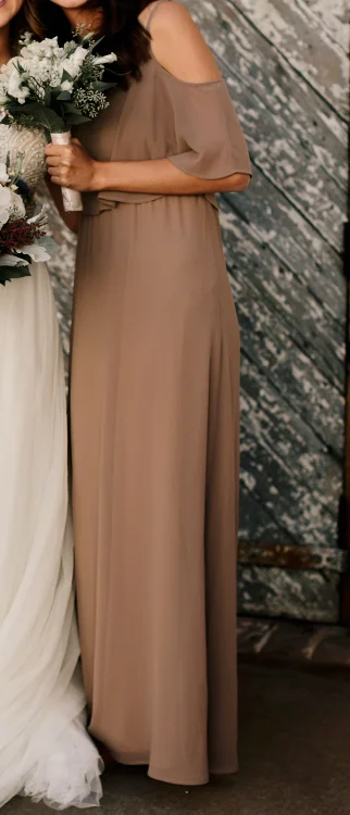 Price Meltdown Show Me Your MuMu CAITLIN RUFFLE MAXI DRESS ~ DUNE CHIFFON