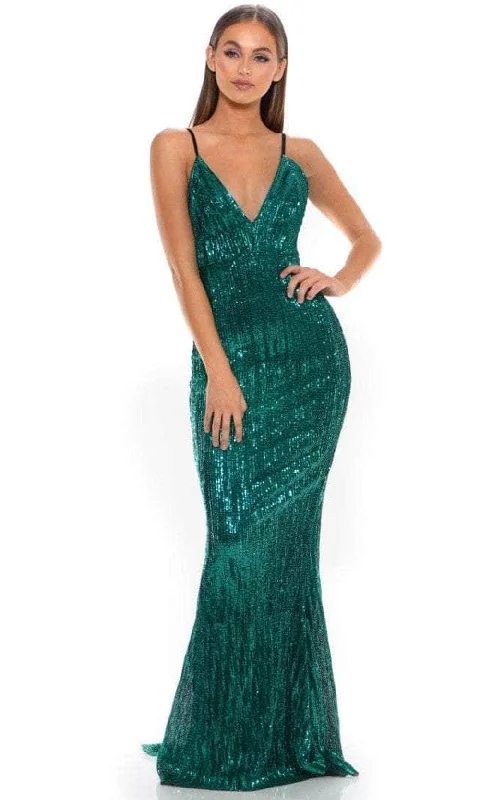 The Best Prices Portia and Scarlett GLISTEN - Plunging Back Sheath Prom Dress