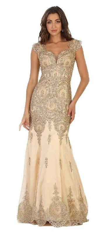 Daily Deals May Queen Cap Sleeve Sweetheart Embroidered Evening Gown RQ7538