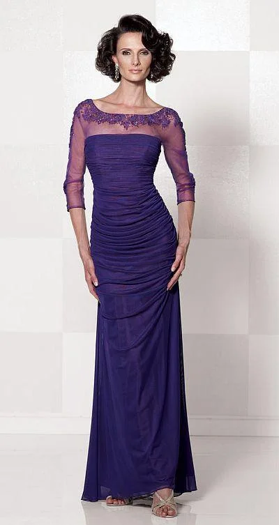 Deep Discounts Mon Cheri 114669 Quarter Sleeves Ruched Sheath Formal Dress