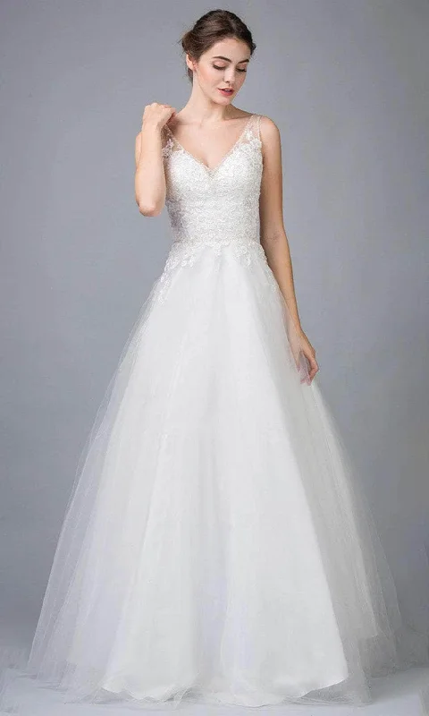 Discount Days Eureka Fashion 9110 - Embroidered Sleeveless Wedding Gown
