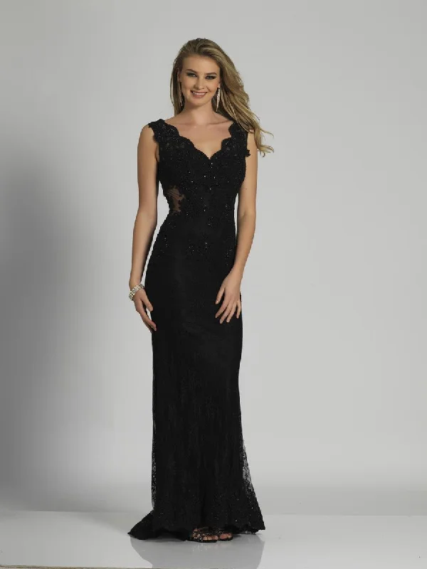 Price Fest Dave & Johnny V-neck Fitted Lace Gown A6526 - 2 pc Black In Sizes 4 & 6 Available