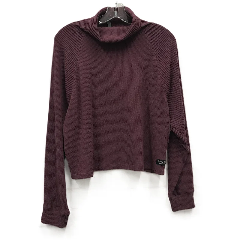 Weekend Flash Sale Athletic Top Long Sleeve Collar By Calvin Klein In Purple, Size: L